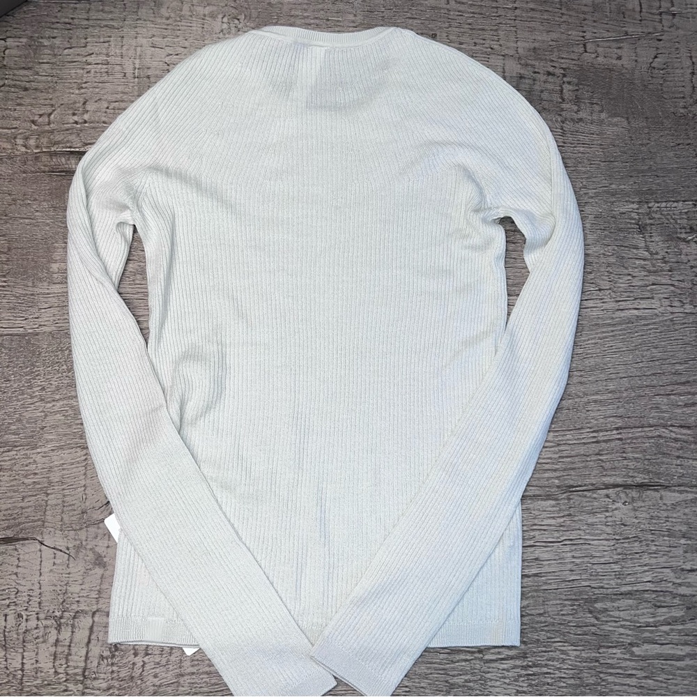 NWT Ribbed Wool-Silk-Blend Light Sweater BONE size S - Picture 7 of 7